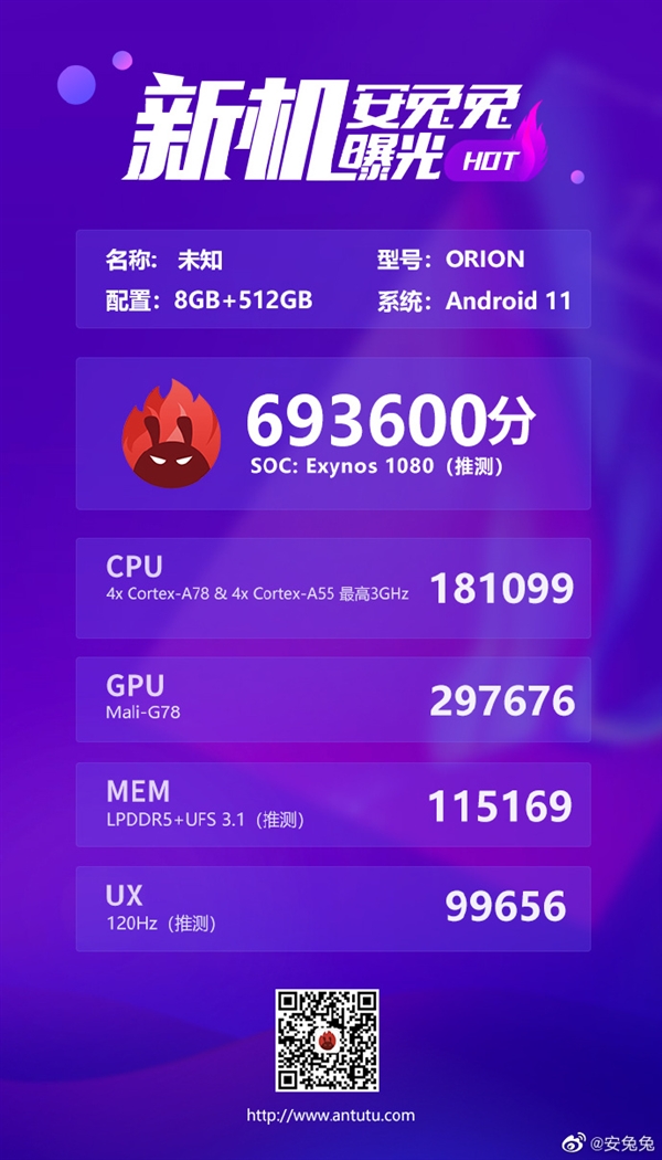 首款5nm A78芯Exynos 1080曝光:跑分超驍龍865 Plus