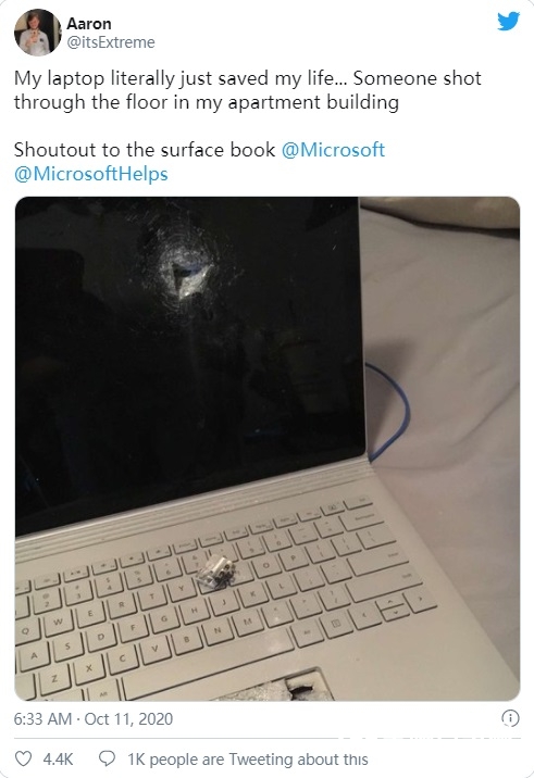 微軟 Surface Book 也能擋槍擊子彈，“救”了一條命