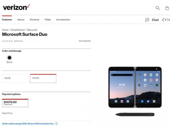 AT&T獨占期結(jié)束 Verizon上線Surface Duo產(chǎn)品預(yù)訂