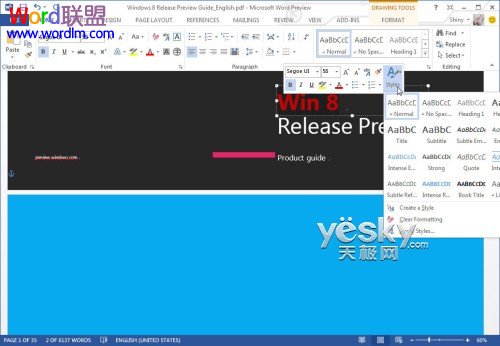 小程序預(yù)覽PDF Word2013客戶預(yù)覽版 閱讀、修改PDF文件更方便