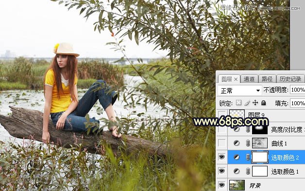用PS給外景美女人像添加夕陽美景效果