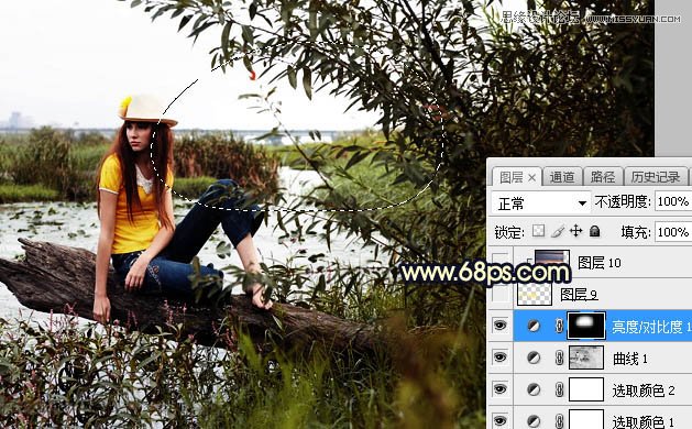 用PS給外景美女人像添加夕陽美景效果