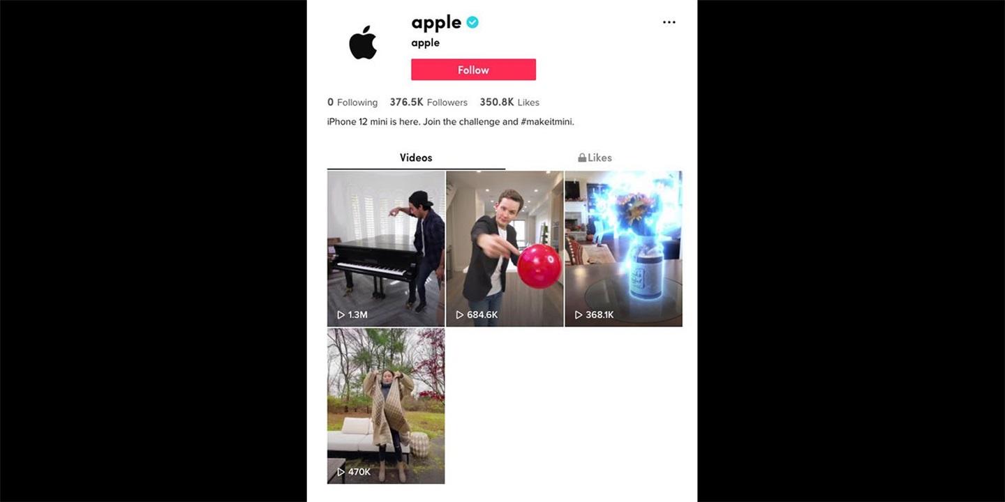 蘋果開始使用 TikTok ：視頻宣傳 iPhone 12 mini 小巧尺寸，Pro 還能變 mini