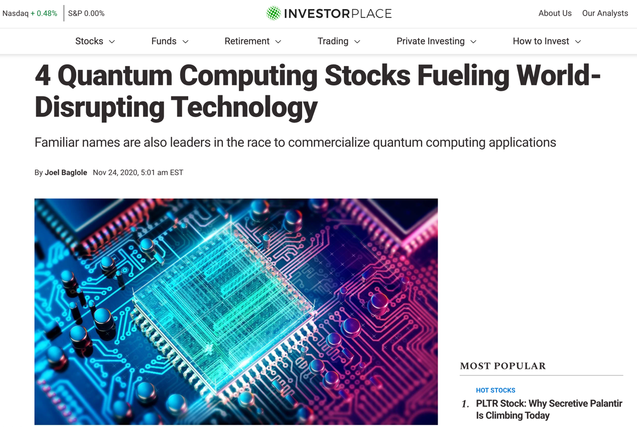 全球權(quán)威投資機構(gòu)InvestorPlace:百度是量子計算應(yīng)用商業(yè)化先驅(qū)企業(yè)