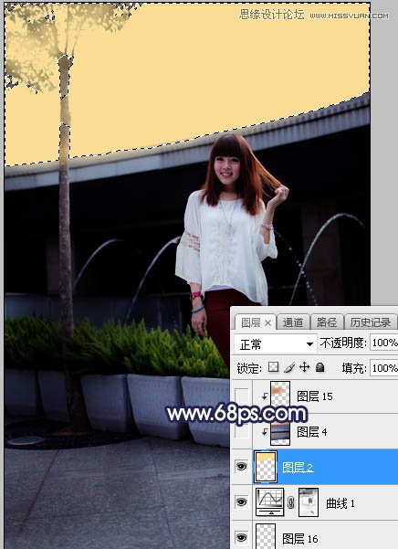 ps給人像照片添加唯美的夕陽景色