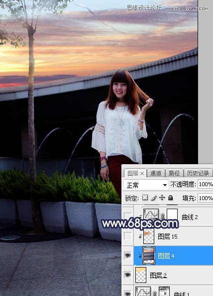 ps給人像照片添加唯美的夕陽景色