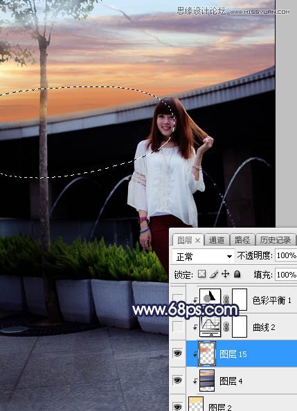 ps給人像照片添加唯美的夕陽景色