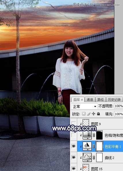 ps給人像照片添加唯美的夕陽景色