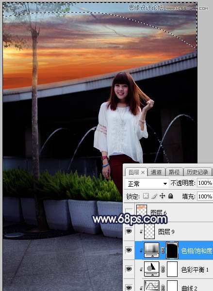 ps給人像照片添加唯美的夕陽景色