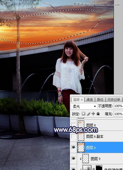 ps給人像照片添加唯美的夕陽景色