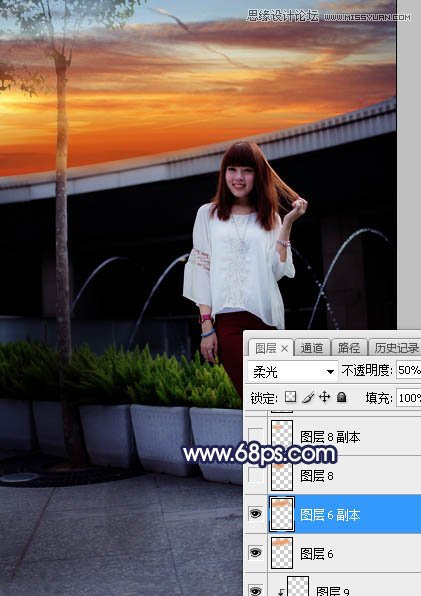 ps給人像照片添加唯美的夕陽景色