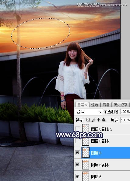 ps給人像照片添加唯美的夕陽景色
