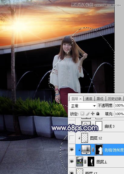 ps給人像照片添加唯美的夕陽景色