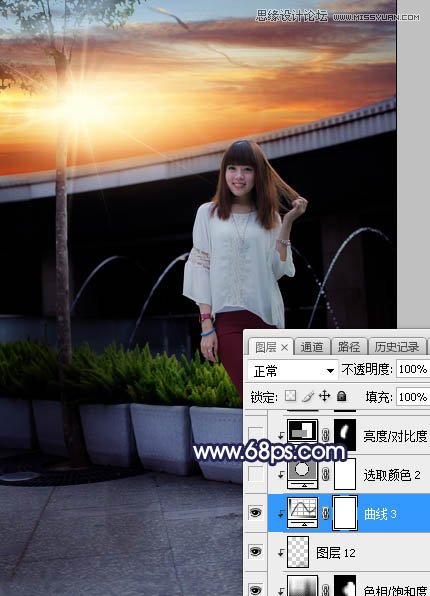 ps給人像照片添加唯美的夕陽景色