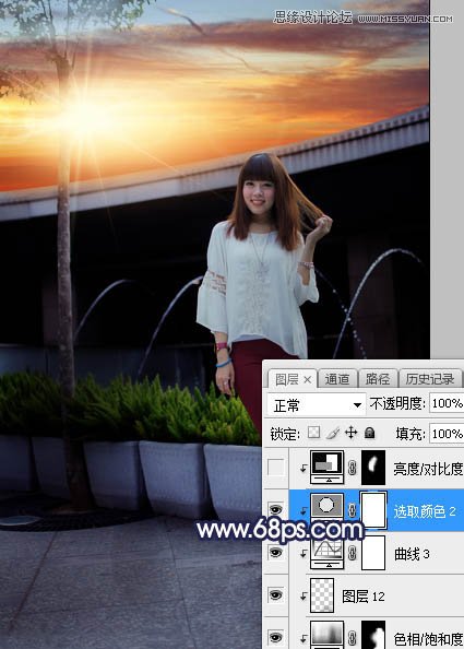 ps給人像照片添加唯美的夕陽景色