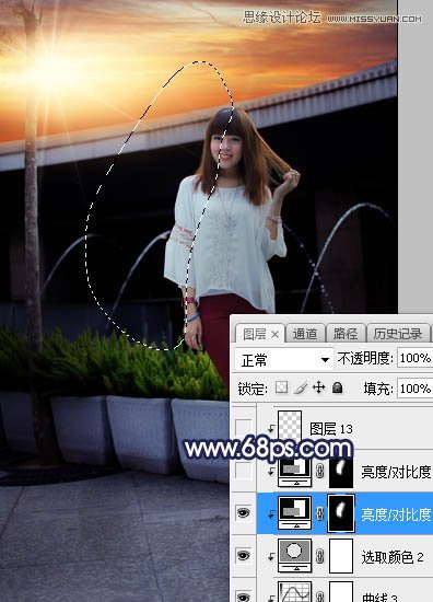 ps給人像照片添加唯美的夕陽景色