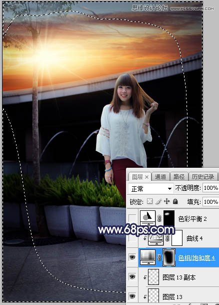 ps給人像照片添加唯美的夕陽景色