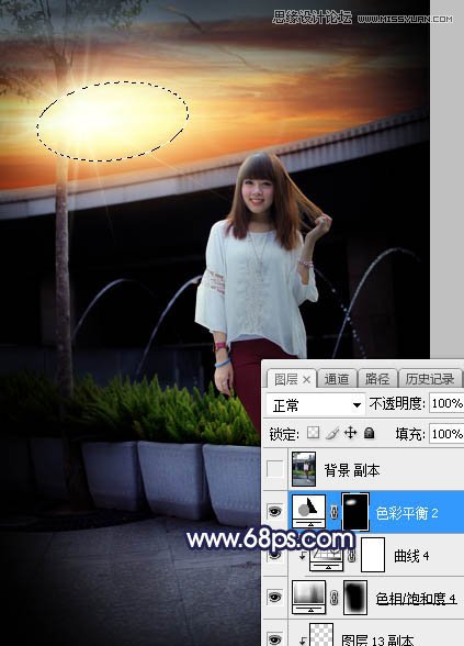 ps給人像照片添加唯美的夕陽景色