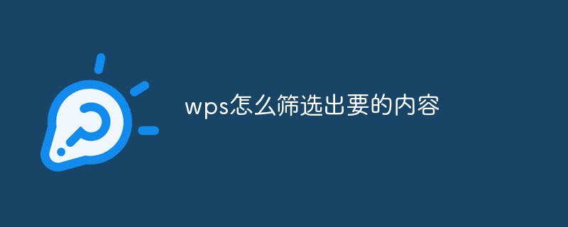 wps怎么篩選出要的內(nèi)容