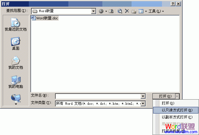 word打開文檔 Word2003基礎(chǔ)教程4 - 以只讀方式打開文檔