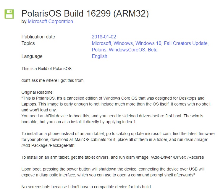 微軟 Win10 Core OS Polaris 早期版本泄露：兼容 ARM32 架構，已被 Windows 10X 取代