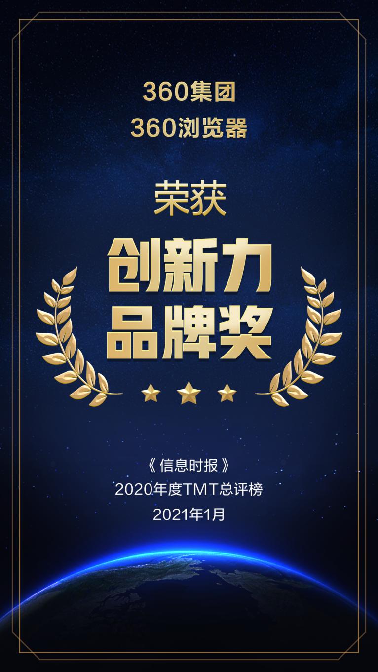 創(chuàng)新實(shí)力廣受業(yè)內(nèi)認(rèn)可 360瀏覽器榮膺2020年度創(chuàng)新力品牌獎(jiǎng)