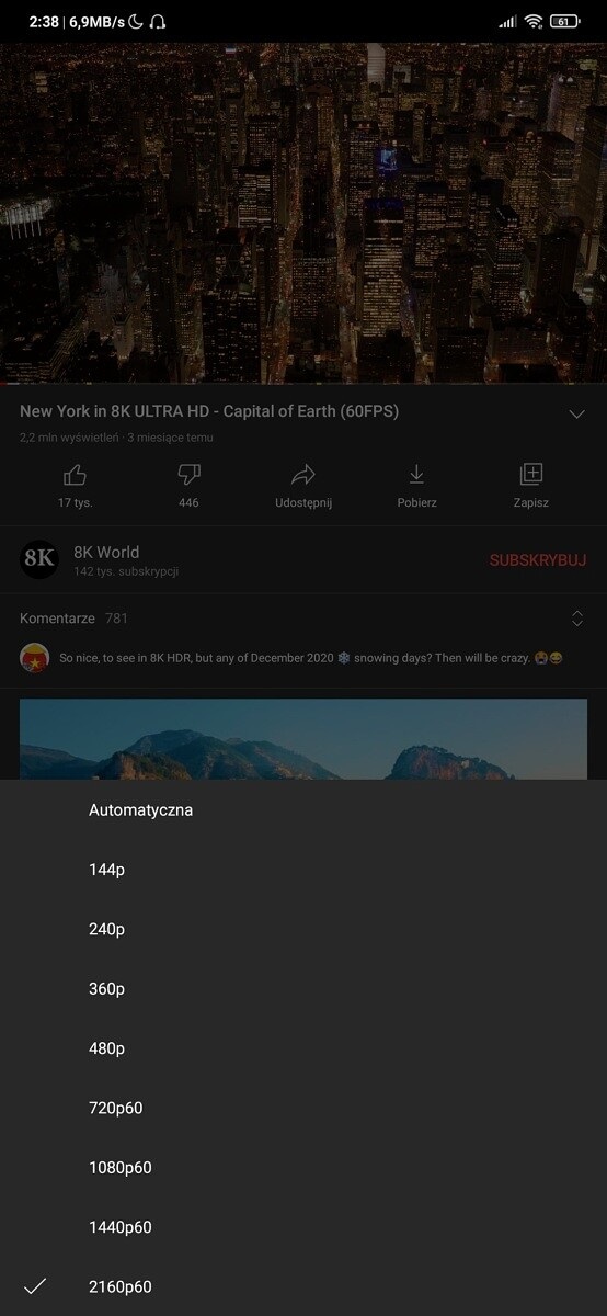 Android 版 YouTube 已支持在低分辨率設備上播放 4K 視頻，并可流式傳輸