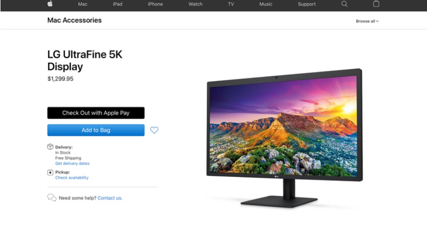 蘋果歐洲官網(wǎng)下架 LG UltraFine 5K 顯示屏