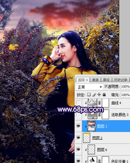 ps給外景美女人像添加夕陽(yáng)光效美景