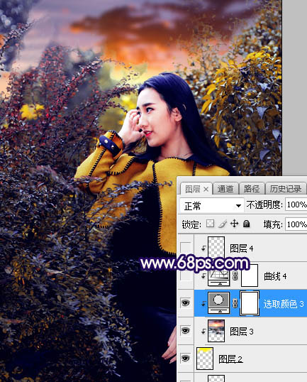 ps給外景美女人像添加夕陽(yáng)光效美景