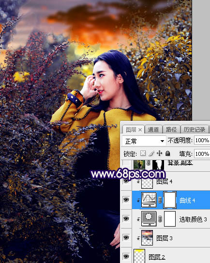ps給外景美女人像添加夕陽(yáng)光效美景