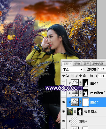 ps給外景美女人像添加夕陽(yáng)光效美景