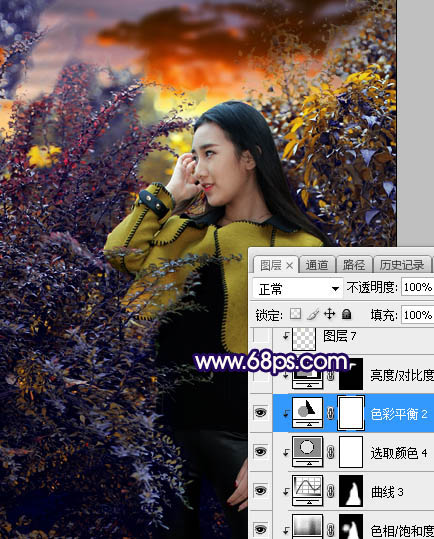 ps給外景美女人像添加夕陽(yáng)光效美景