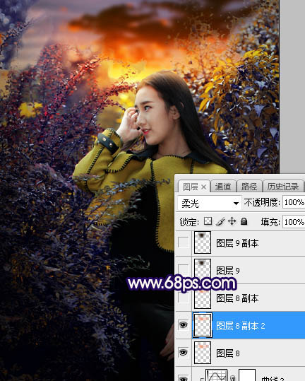 ps給外景美女人像添加夕陽(yáng)光效美景
