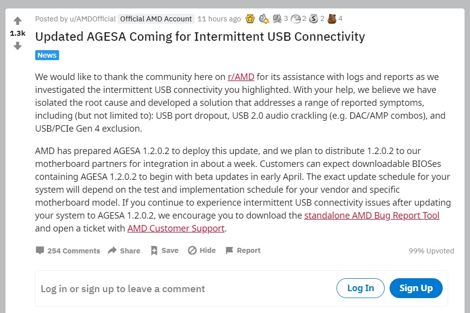 AMD 官宣已解決 500 系主板 USB 斷連問題，AGESA 1.2.0.2 微碼即將發(fā)布