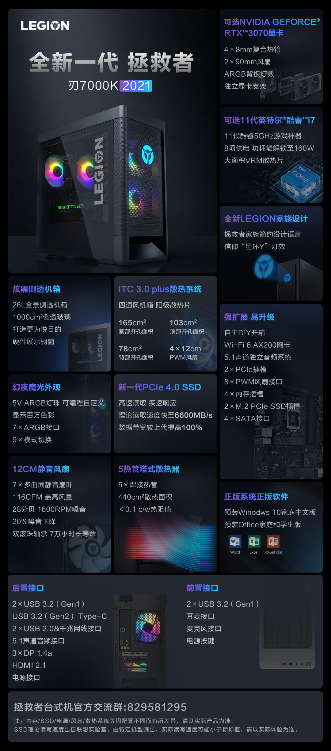 聯(lián)想拯救者刃 7000K/9000K 2021 臺式機發(fā)布:RTX 3060 Ti 首發(fā) 8499 元