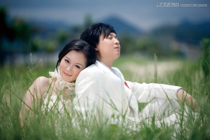 PS調(diào)出甜美情侶夢幻紫色效果