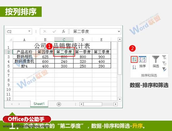 excel多列數(shù)據(jù)排序 Excel中數(shù)據(jù)按行和按列排序的方法