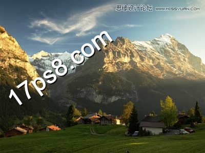 PS合成山頂上巍峨城堡教程