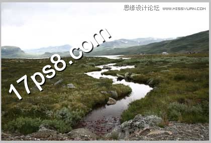 PS合成瀑布山谷下的游蕩巫師
