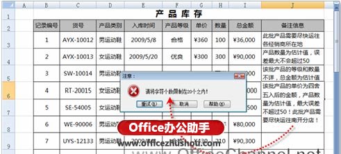 excel單元格字符限制 限制Excel單元格中允許輸入的字符個數的方法