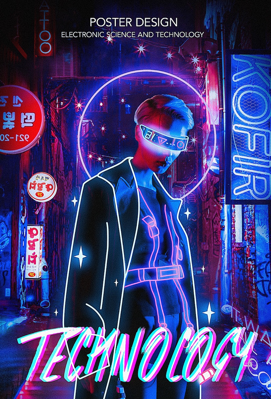 PS制作賽博朋克風(fēng)格的人像線條特效教程