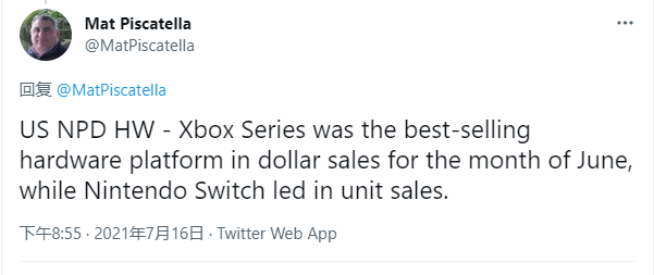 NPD 美國 6 月游戲報告出爐:Xbox Series 位居主機銷售額榜第一