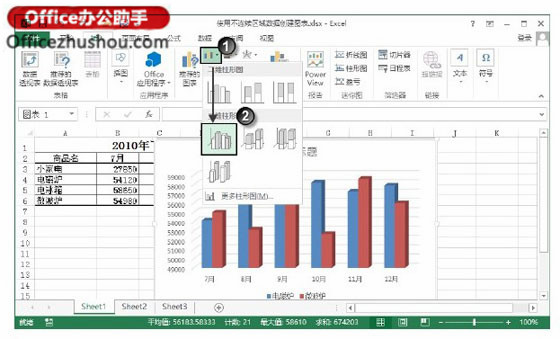 excel表格制作圖表 Excel表格中使用不連續(xù)區(qū)域數(shù)據(jù)創(chuàng)建圖表的方法