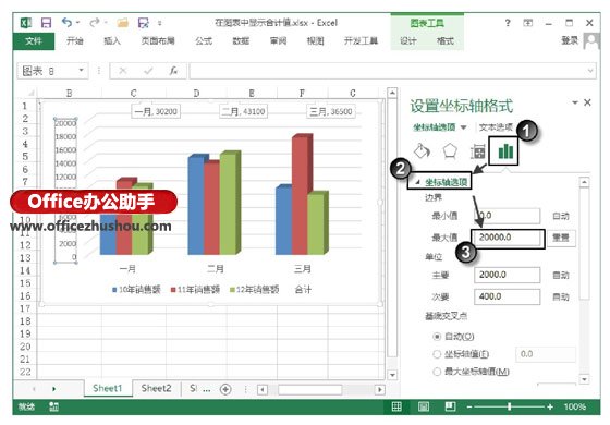 excel圖表顯示數(shù)值 在Excel圖表中顯示合計(jì)值的設(shè)置方法