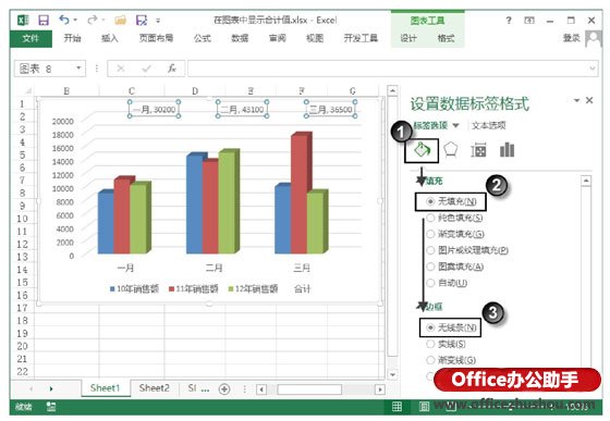 excel圖表顯示數(shù)值 在Excel圖表中顯示合計(jì)值的設(shè)置方法