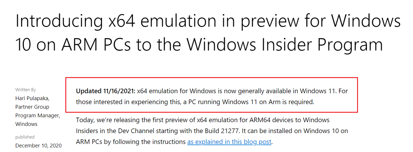 微軟 Windows x64 仿真正式推出，只支持 Win11 ARM