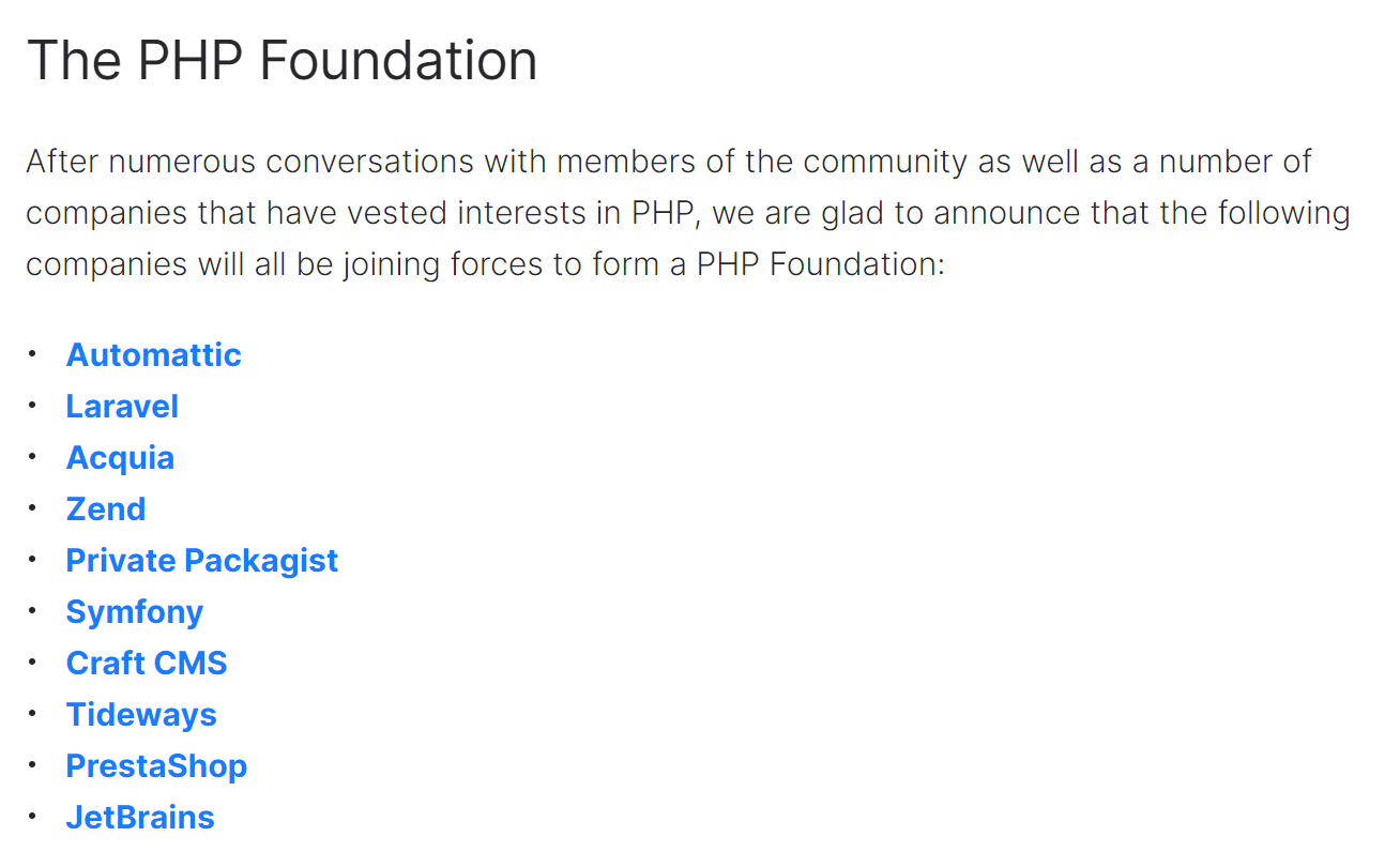 JetBrains 等多家公司宣布成立 PHP 基金會(huì)