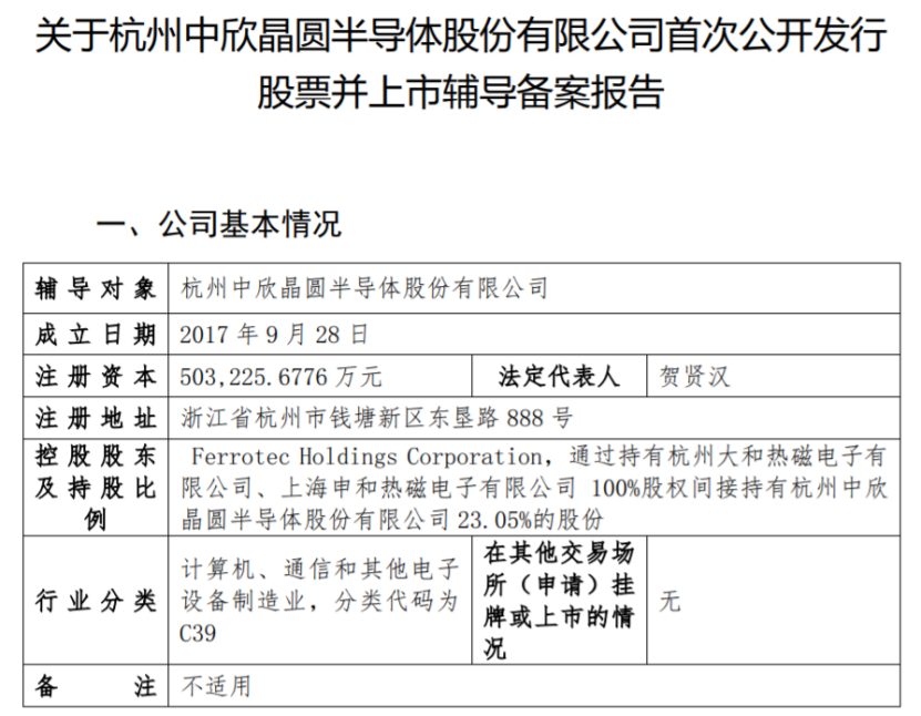 中欣晶圓擬 A 股 IPO，已開(kāi)啟上市輔導(dǎo)