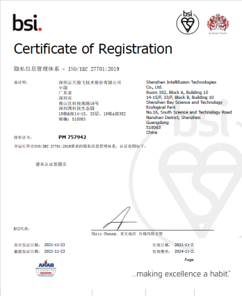 保護隱私和信息安全 云天勵飛斬獲的ISO27701又一項國際權威安全認證